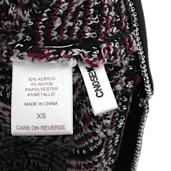 Eva Mendes Black Red Tweed Knit Mini Shift Dress Mod Academia Preppy XS Metallic - Picture 7 of 9